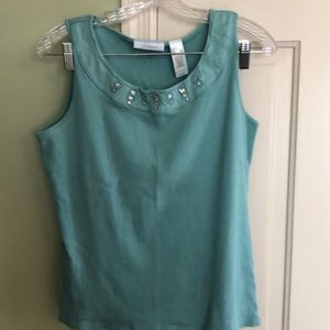 Mint Tank top with rhinestones